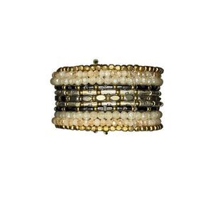 Nordstrom beaded cuff bracelet in cream and silver